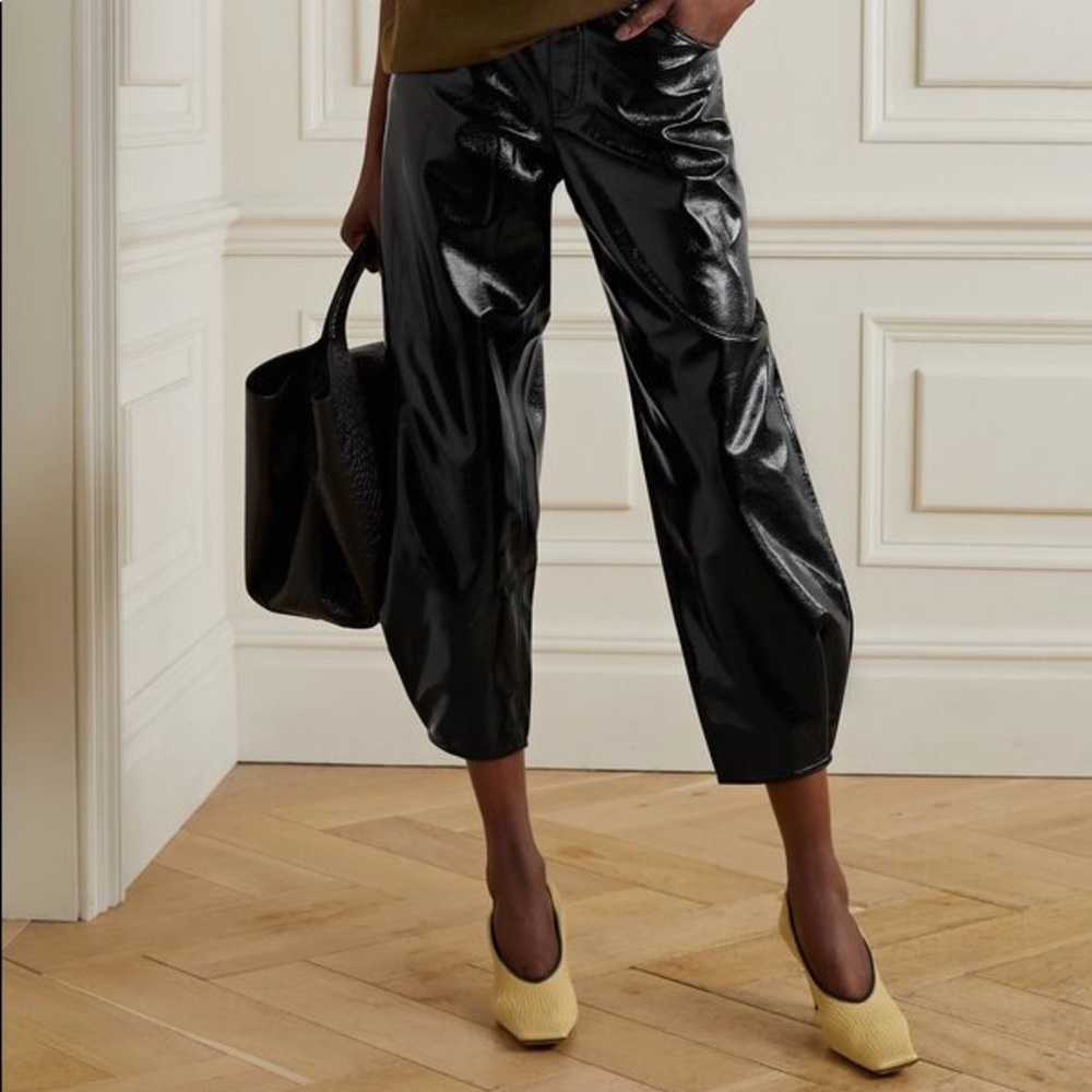 Tibi Faux Patent Leather Sculpted Brancusi Pant